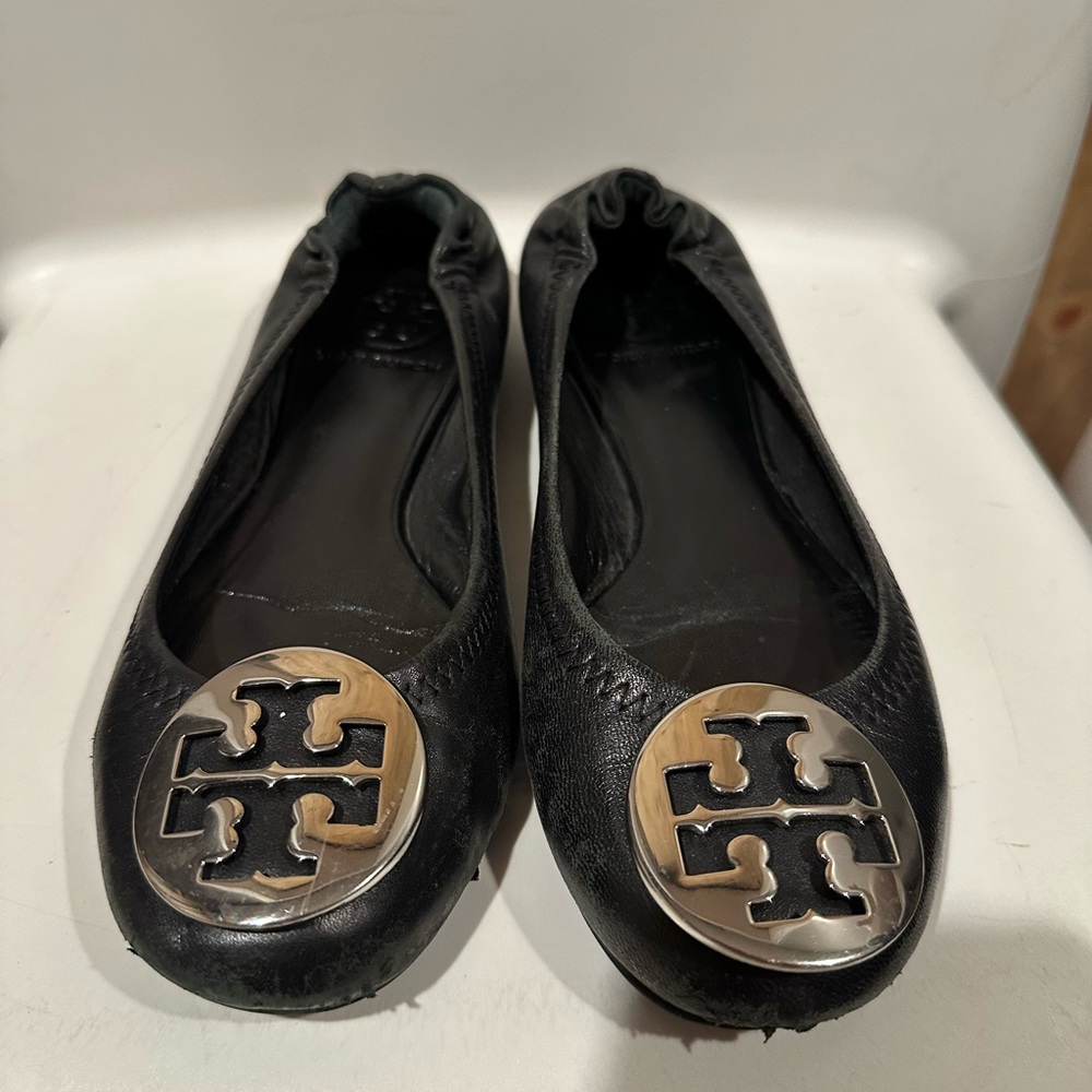 Tory Burch Reva Black Leather Flats